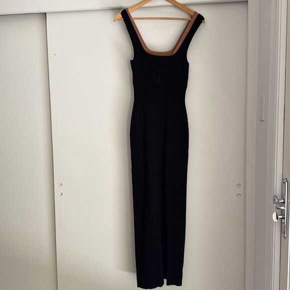 Anthropologie Small Black Knit Ribbed Sleeveless Side-Slit Sweater Midi Dress - Picture 8 of 8